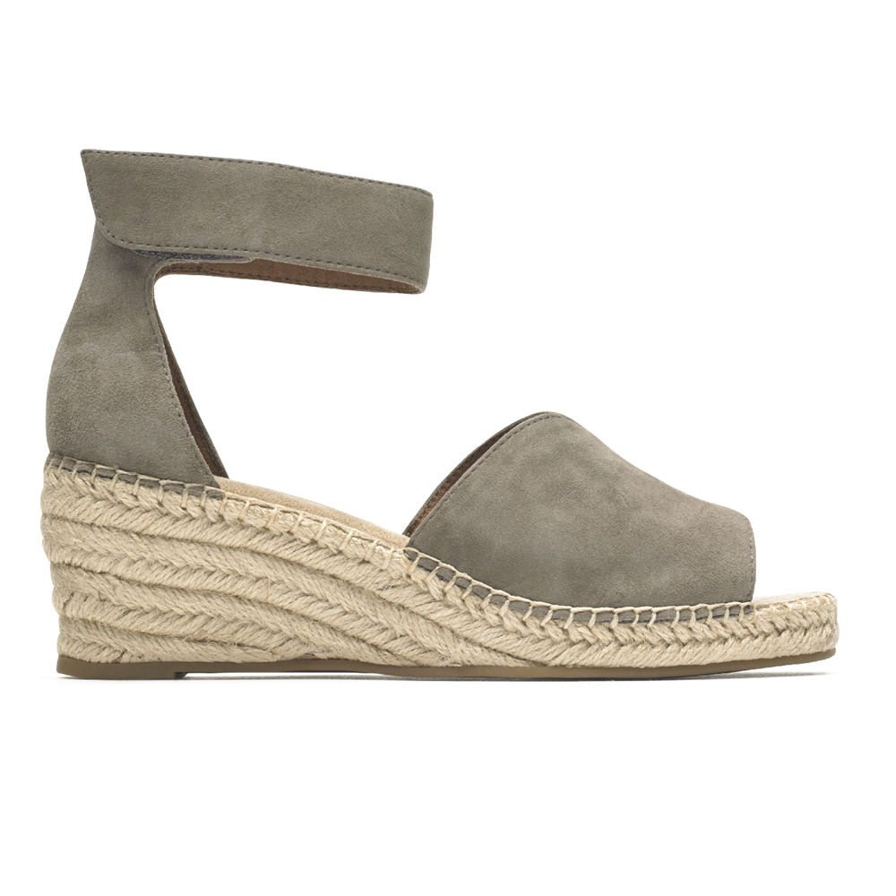 Rockport Womens Sandals Grey - Marah Peep Toe Espadrille - UK 912-FZTOLC